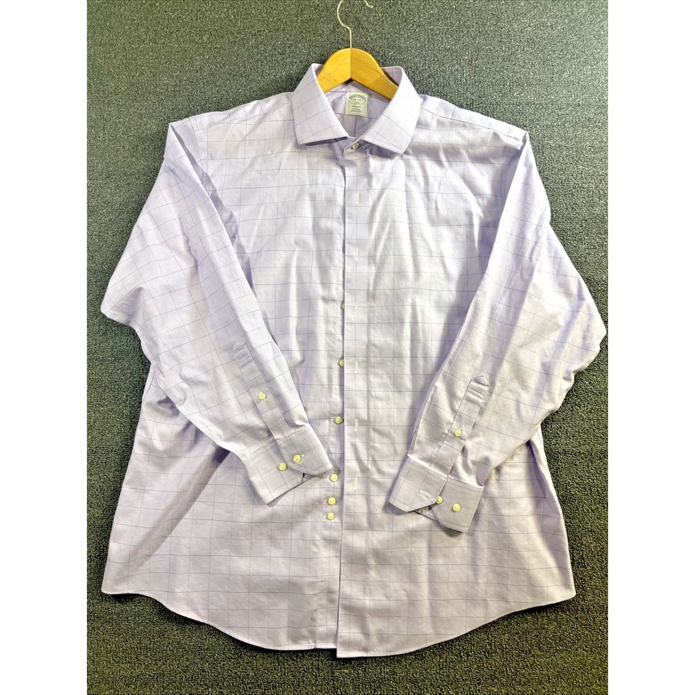 Brooks Brothers 1818 Regent Button Down Shirt Mens 18-4/5 Check Purple